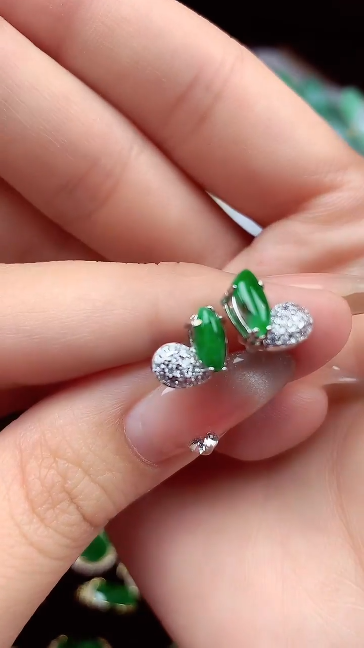 【闪购商品】翡翠耳饰银S925镶嵌耳饰