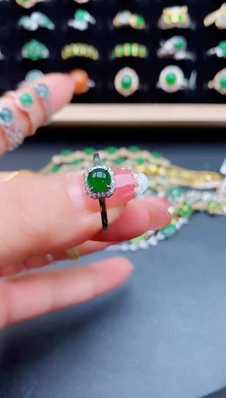【闪购商品】翡翠戒指银S925镶嵌50850