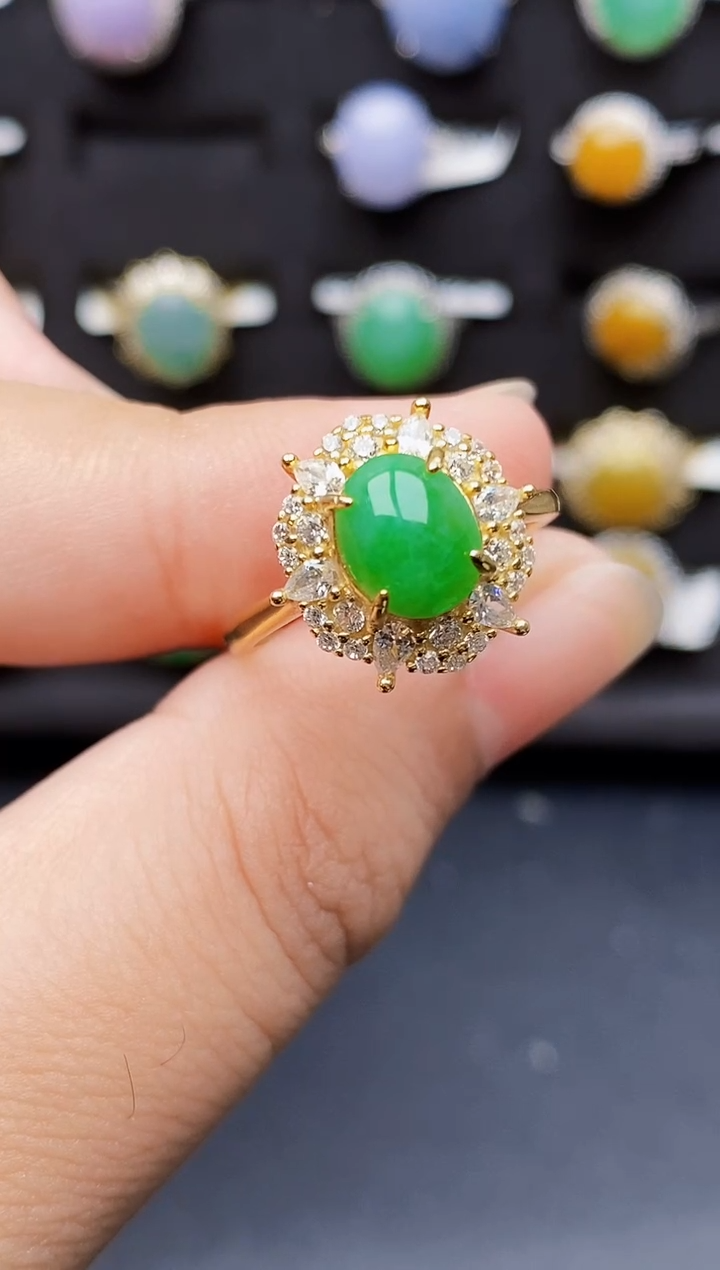 银S925镶嵌戒指翡翠4235