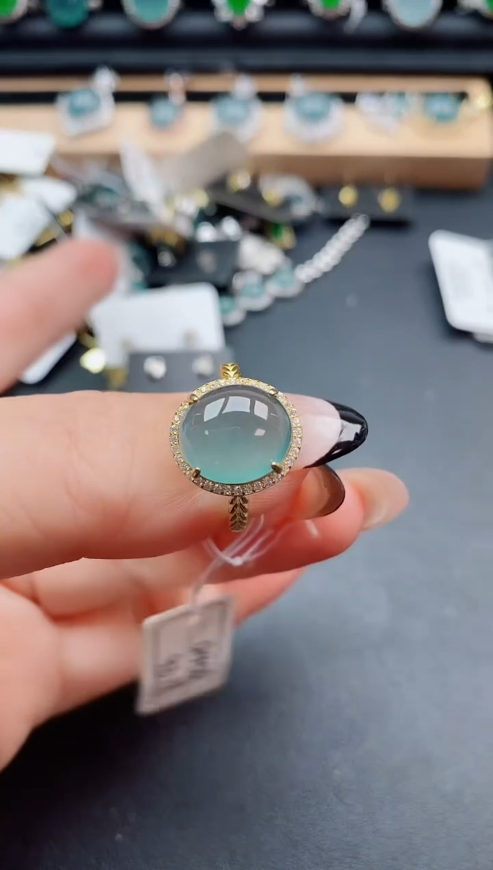 翡翠戒指银S925镶嵌1