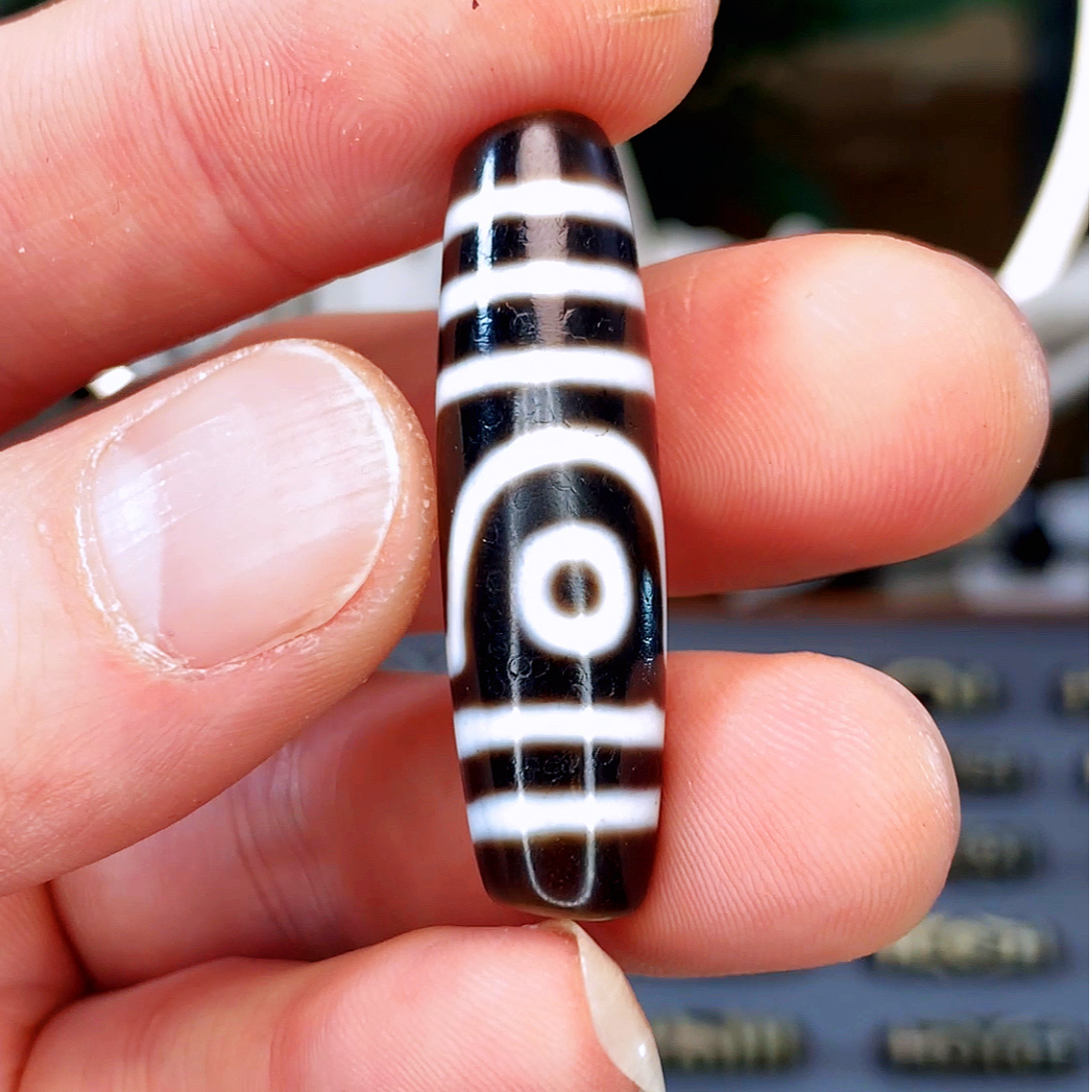 【锡世】建成·极致黑白系列玛瑙珠-双线如意二眼