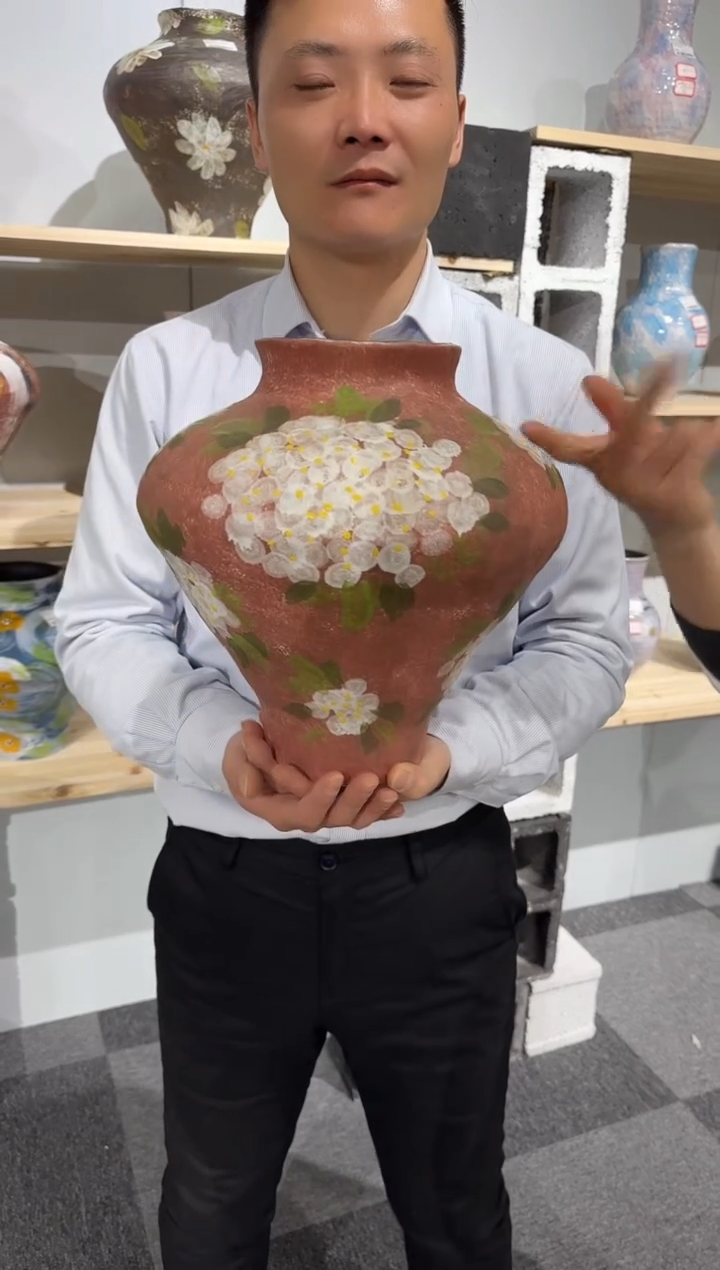 景德镇大号手绘立体釉高温陶瓷瓶