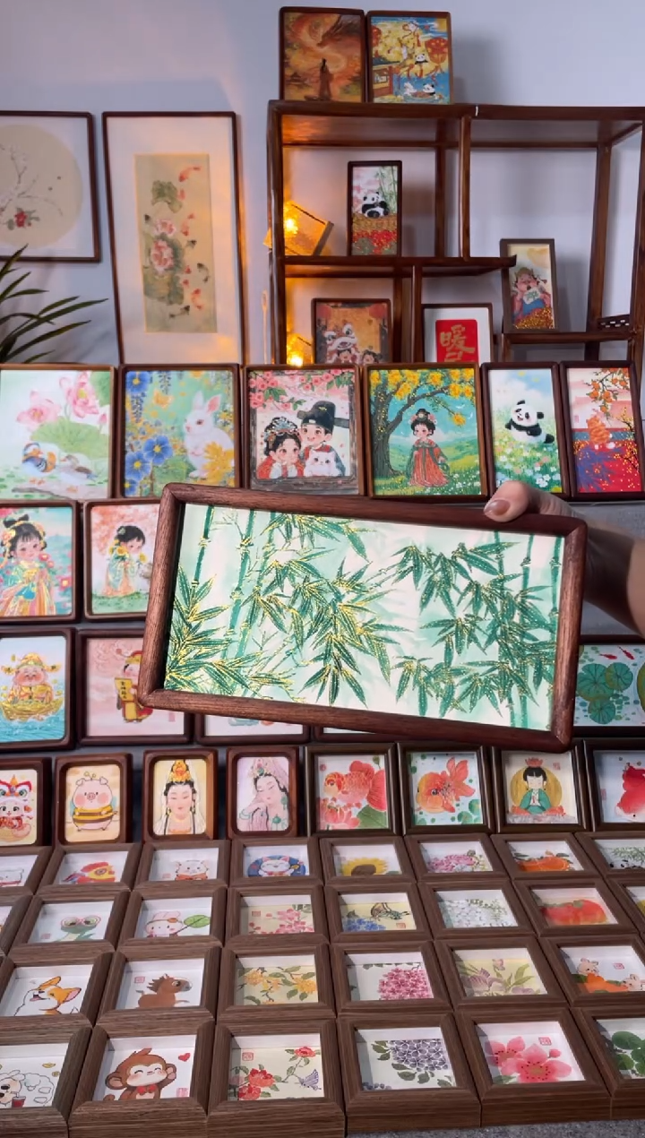 【闪购商品】国画【翠金竹】纯手绘国画摆台