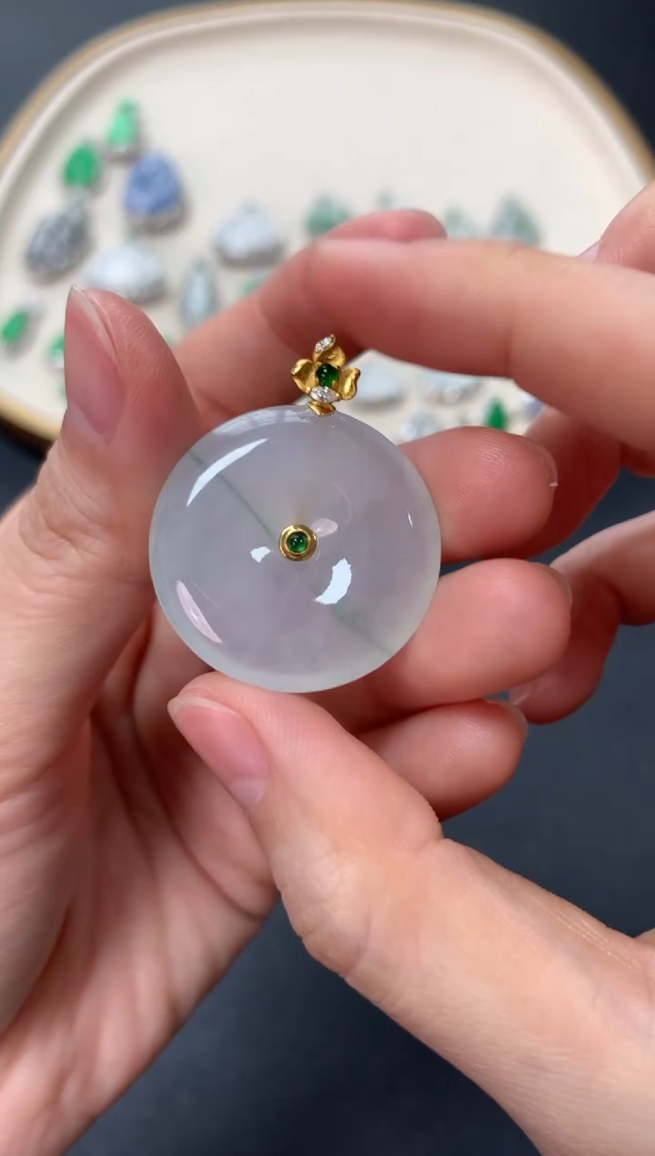 【闪购商品】翡翠吊坠(不含链)18K金镶嵌3780