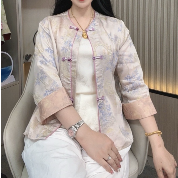 【繁晚】2025年夏季新款国风高端新中式气质复古外套减龄显瘦