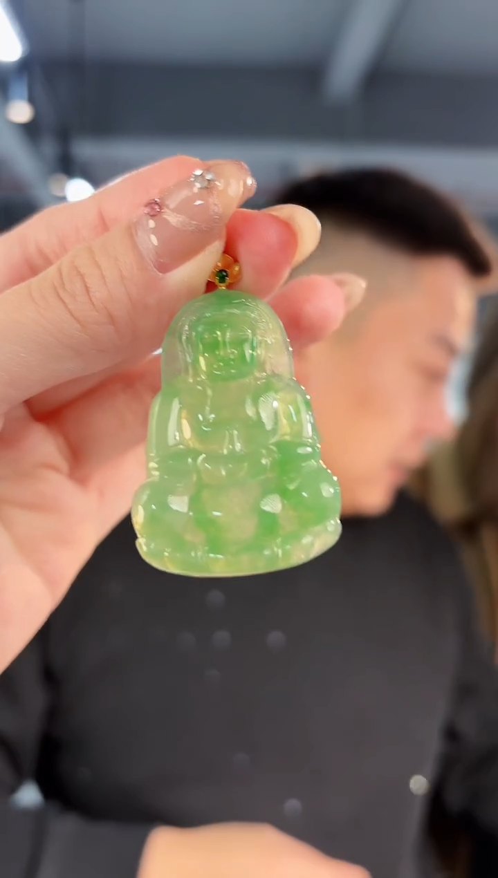 【闪购商品】翡翠颈饰18K金镶嵌 缅料A货/支持复检/一件