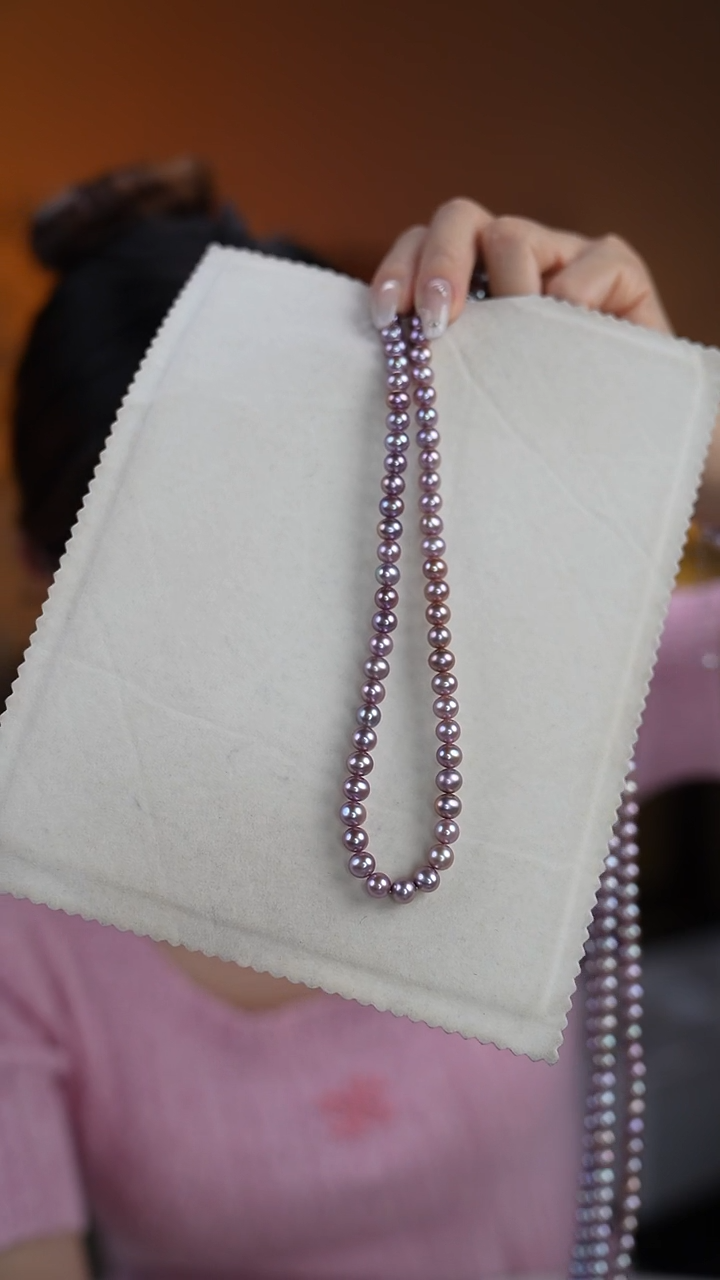 淡水珍珠银S925镶嵌颈饰紫珠孤品
