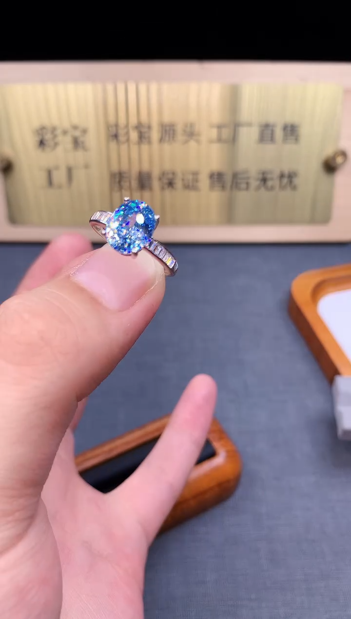 海蓝宝石戒指银S925镶嵌6532