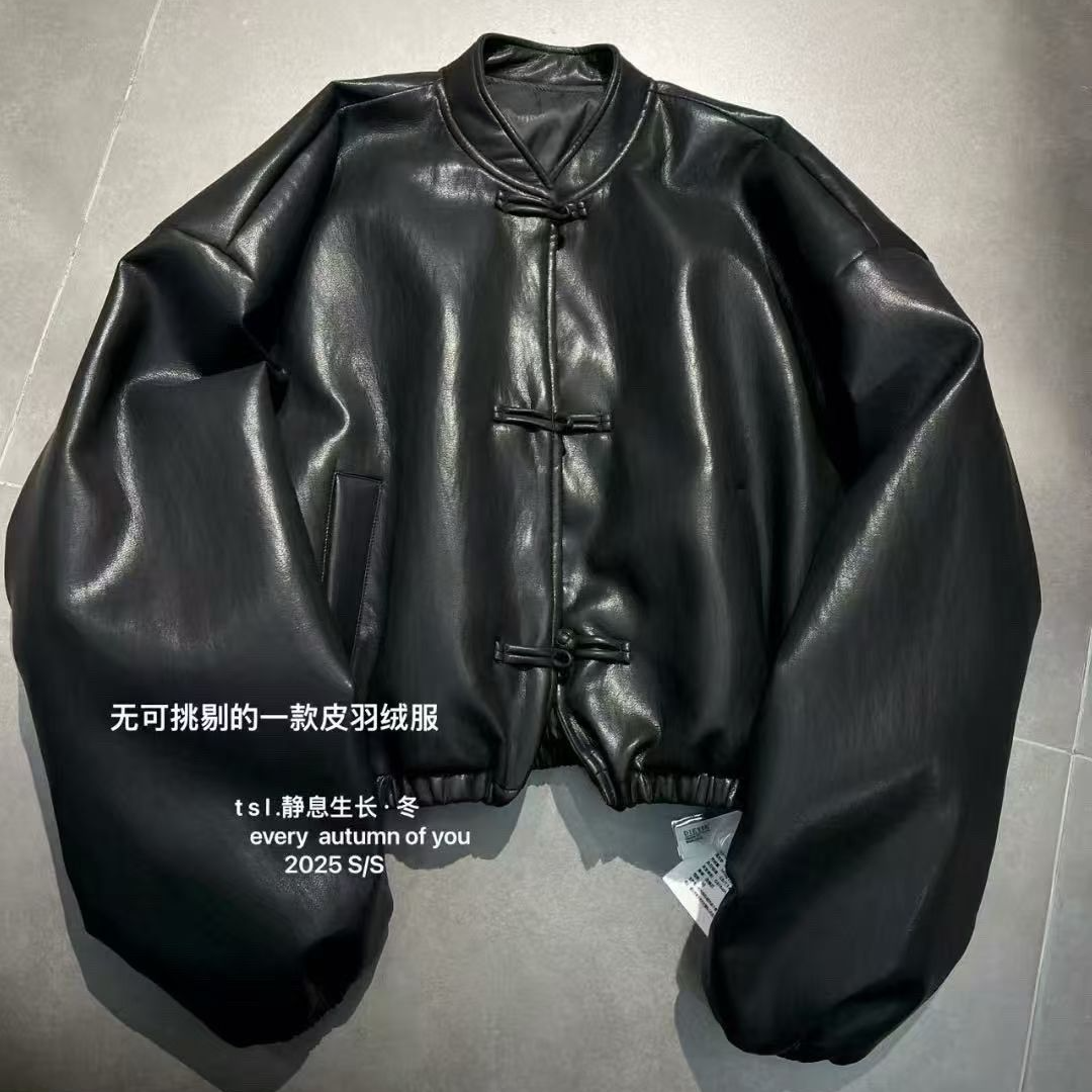 DA-J【飒气腔调】冬季新款夹羽绒洋气小众气质时尚酷飒百搭皮衣