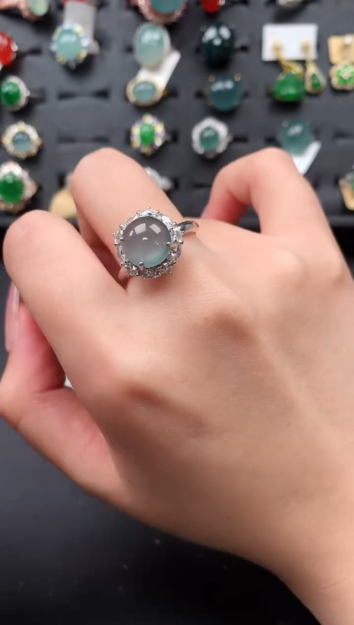 【闪购商品】翡翠戒指银S925镶嵌52141