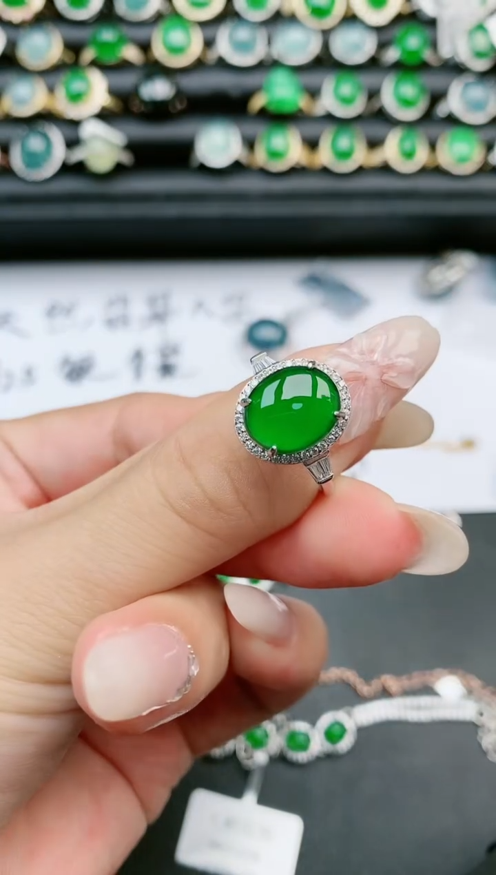 翡翠戒指银S925镶嵌11111