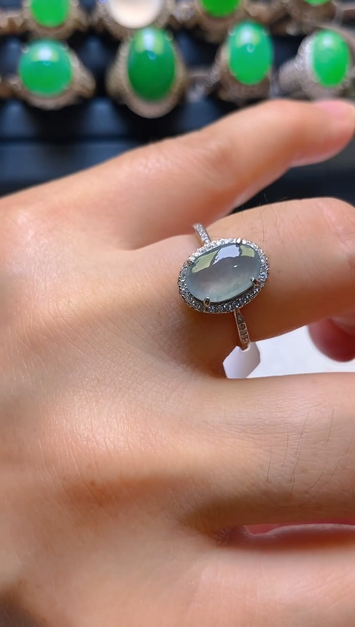 【闪购商品】翡翠耳饰银S925镶嵌天然A货翡翠1