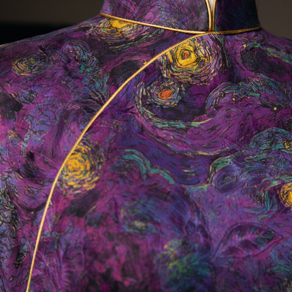 挽宴 「繁星」桑蚕丝透孔罗红云纱手工有省港风旗袍裙