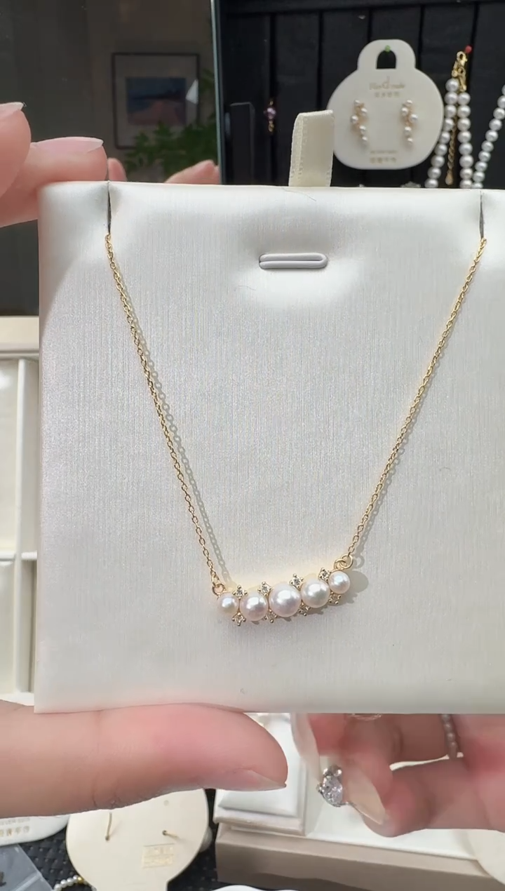 颈饰银S925镶嵌淡水珍珠淡水珍珠项链