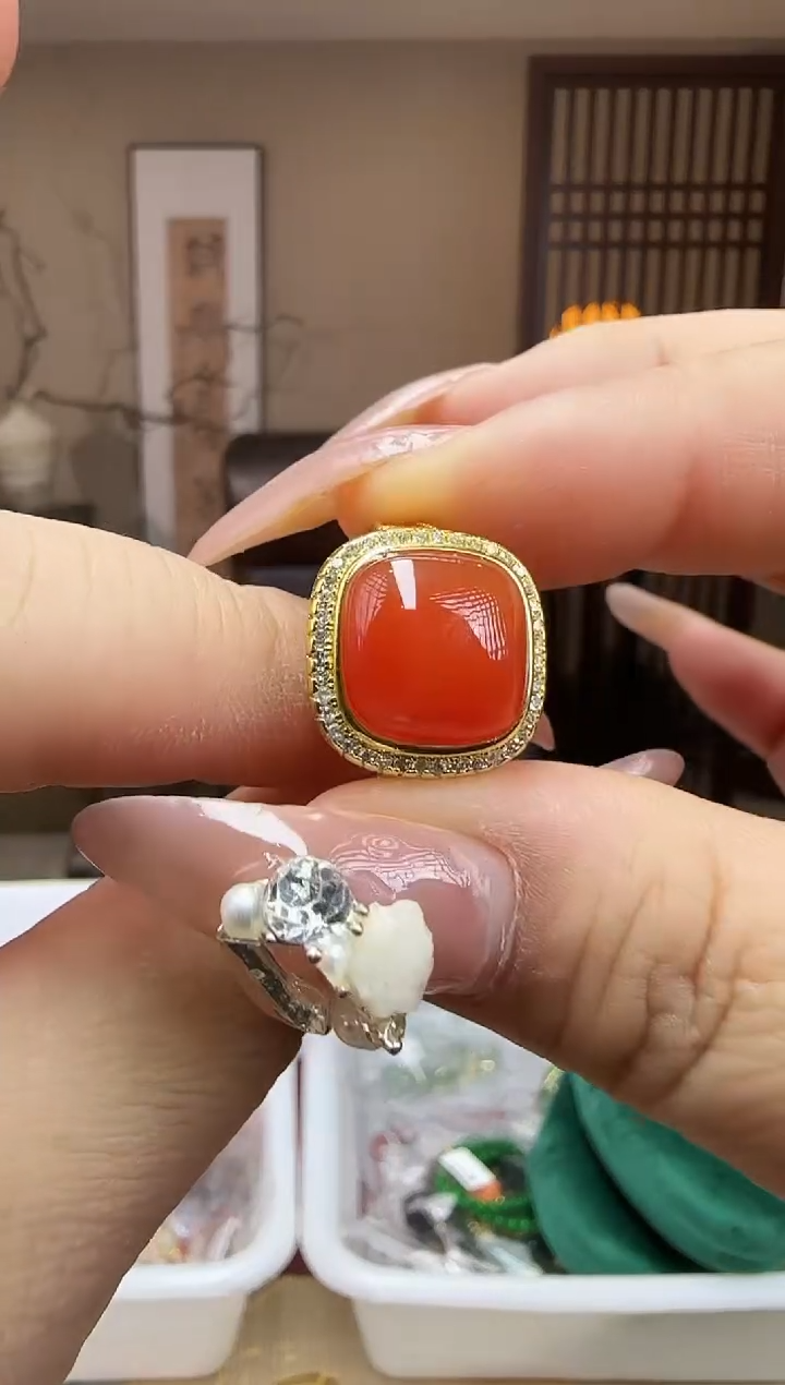 珐琅足银甄选好物 I 柿子红戒指