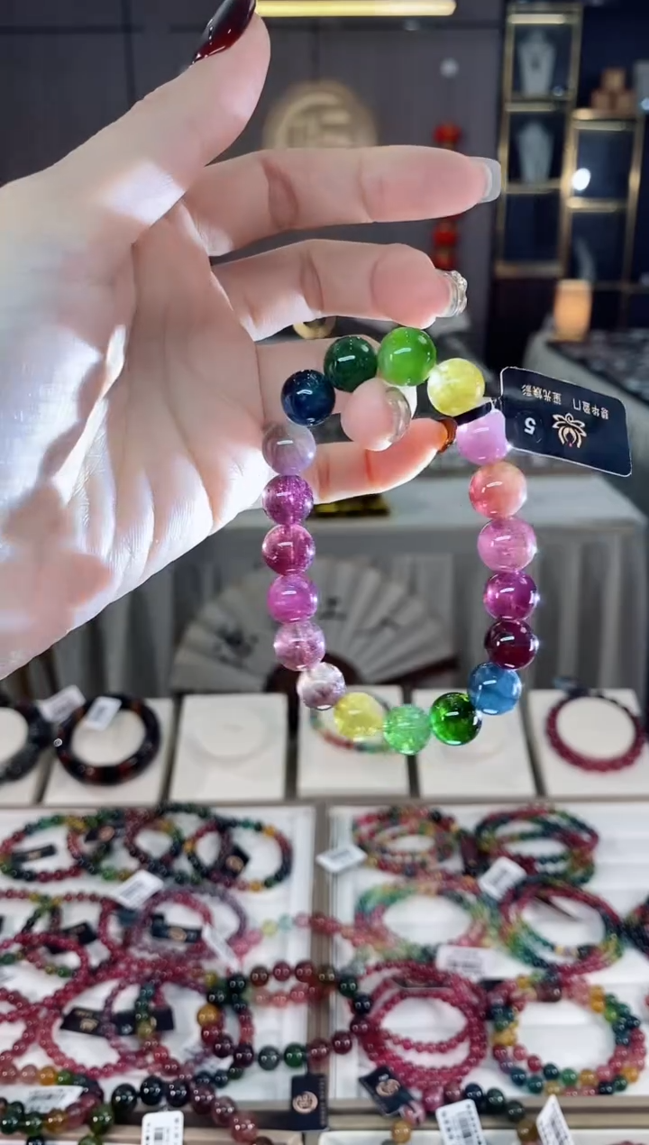 未镶嵌老矿碧玺色标单圈手串10mm+碧玺dan多样性发货一条