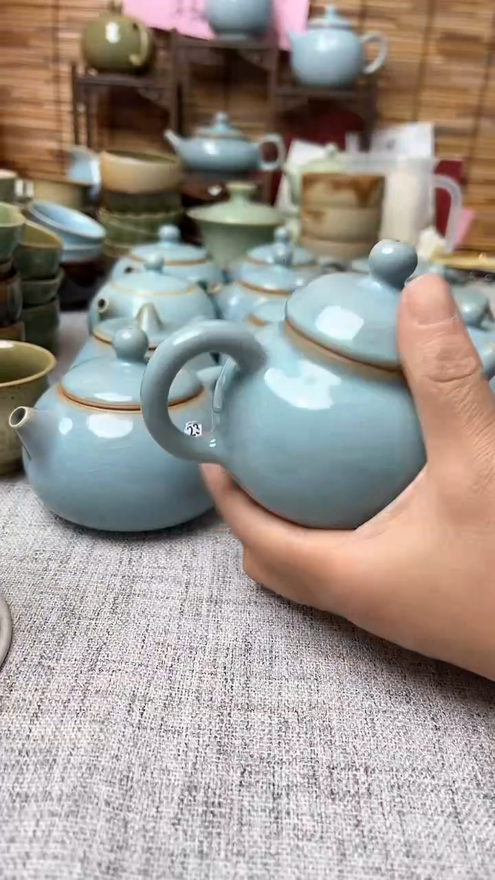 【闪购商品】瓷片原生态原矿天蓝融天壶釉惊