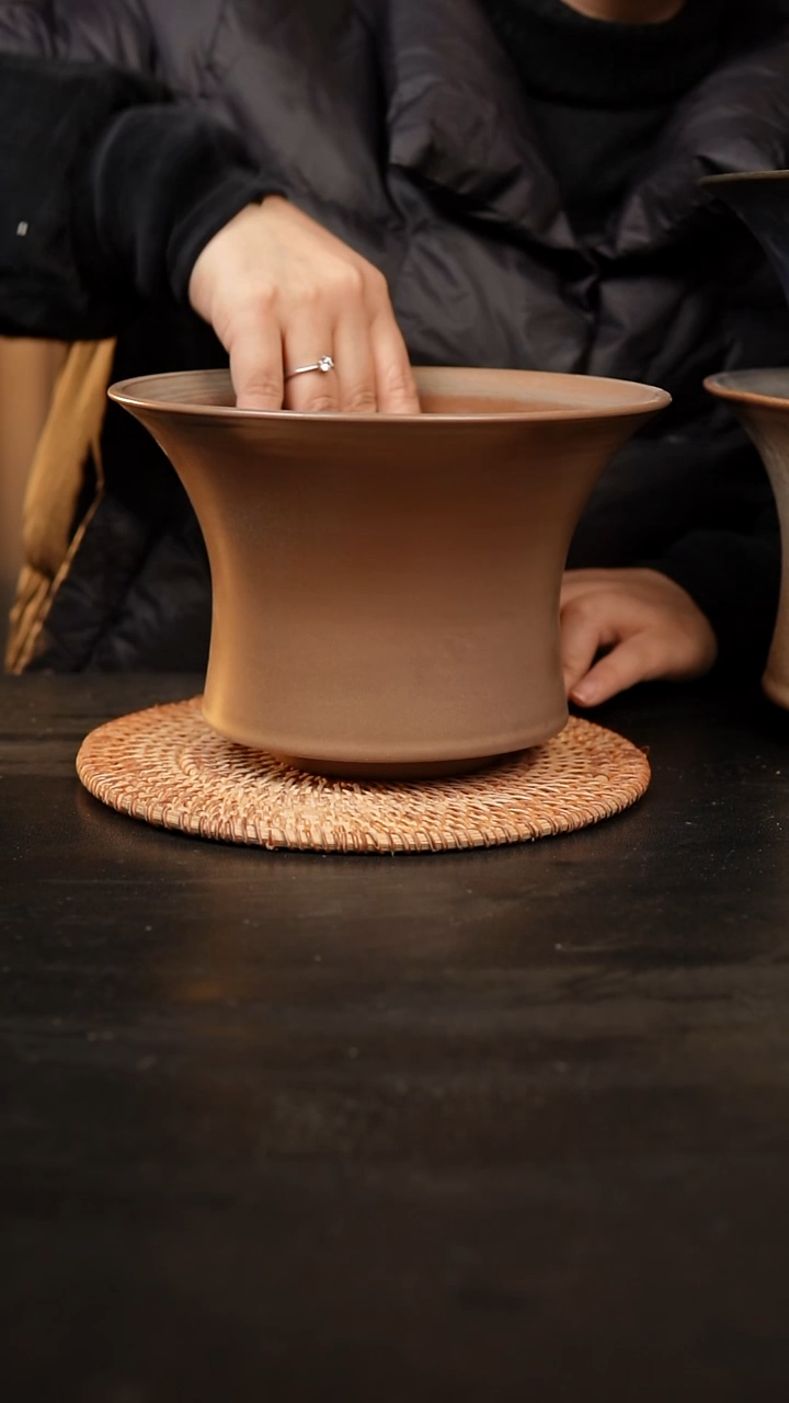 【闪购商品】瓷片泥泥手工花盆口18高13