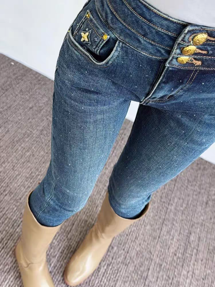 [151-152]高腰小脚裤秋季中高腰牛仔裤冬季裤子铅笔