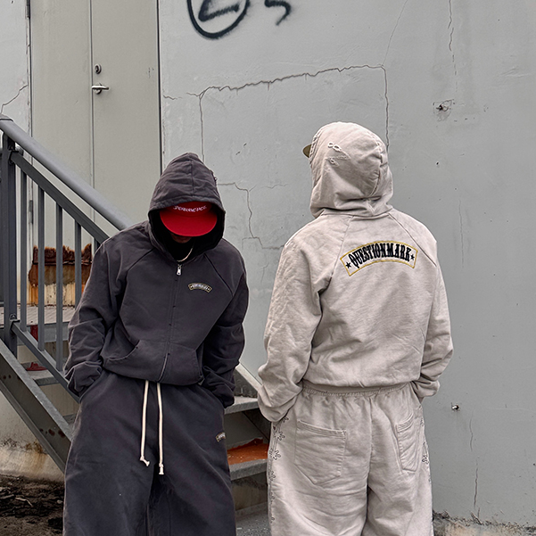 白鹤大人520g重磅纯棉连帽刮破开衫卫衣情侣宽松运动休闲百搭外套