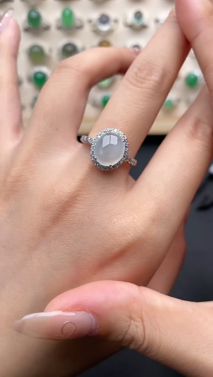 【闪购商品】翡翠戒指银S925镶嵌一物一证一礼盒