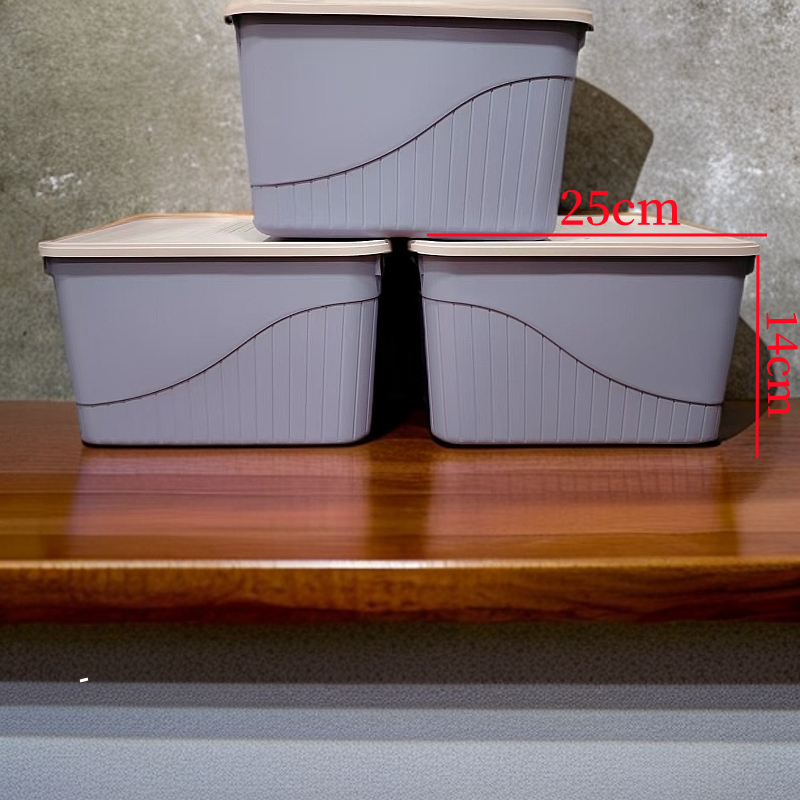 【三只装】紫色文具收纳盒家用收纳储物杂物玩具整理箱宿舍收纳盒