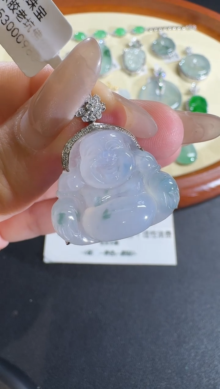 【闪购商品】翡翠吊坠(不含链)18K金镶嵌【假一罚三】钻石镶嵌