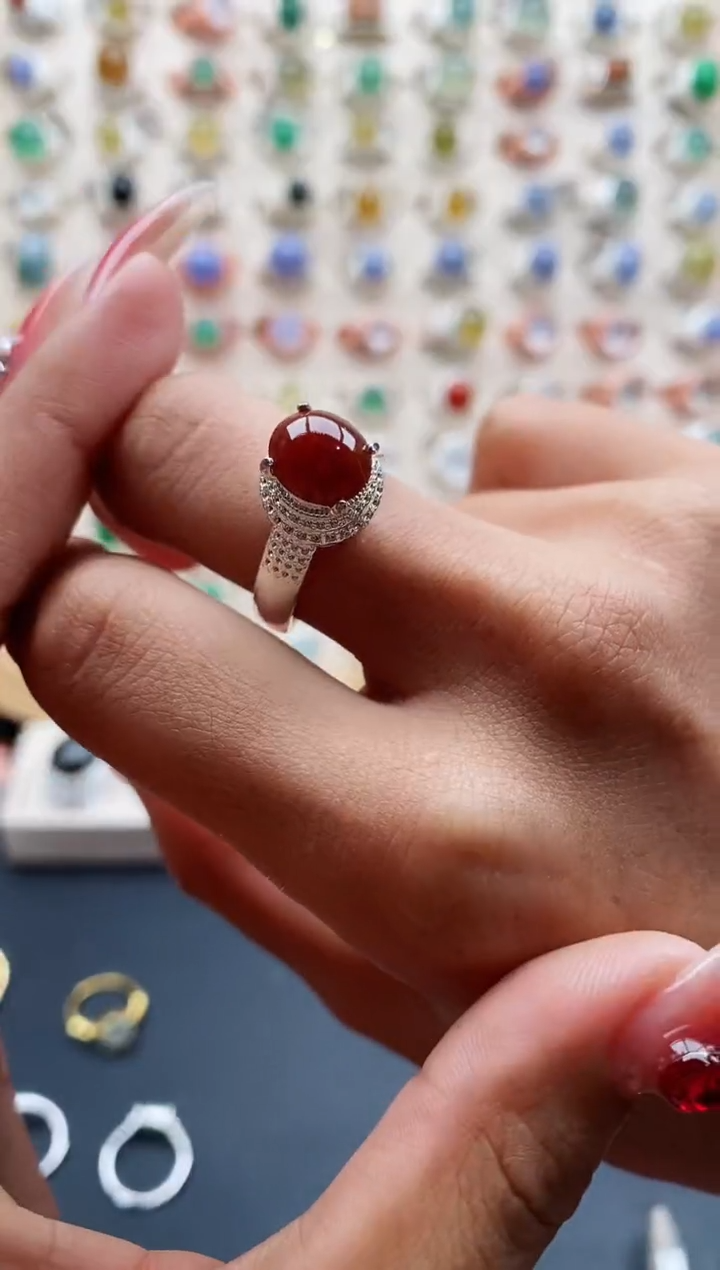 【闪购商品】翡翠戒指未镶嵌缅甸天然A货翡翠444 4+3