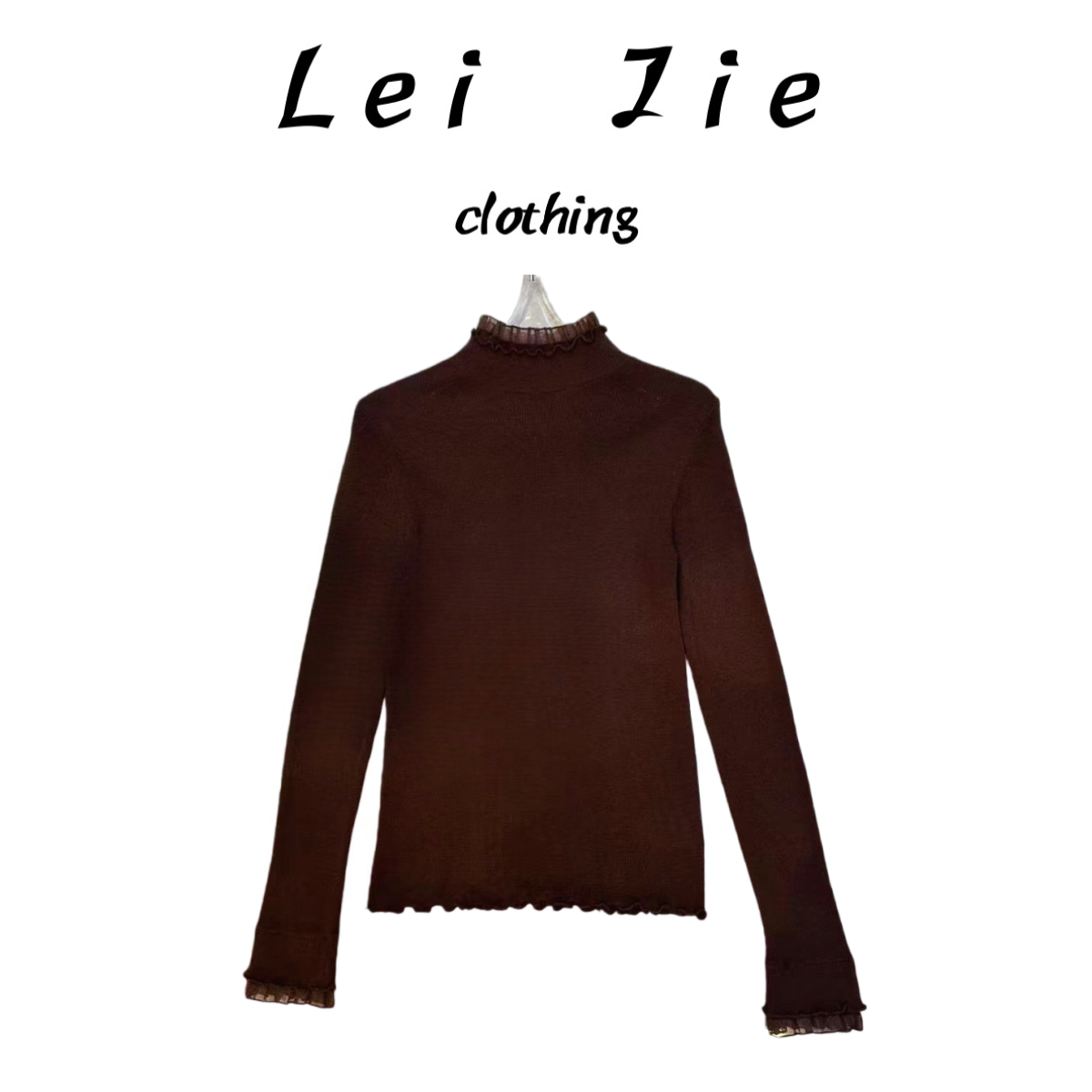【Lei Jie】巴素兰羊毛双层木耳领针织上衣9192