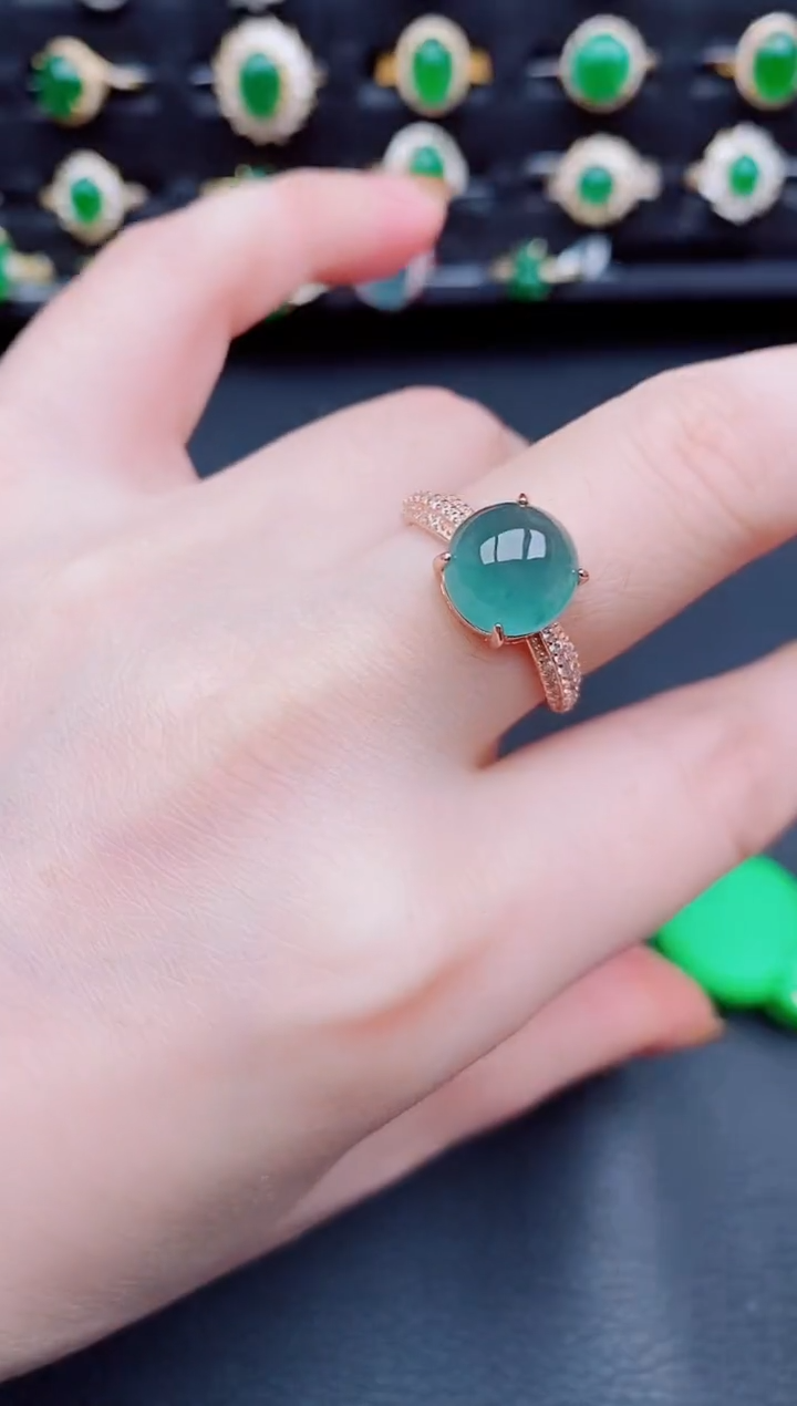 【闪购商品】翡翠戒指银S925镶嵌天然a货翡翠21