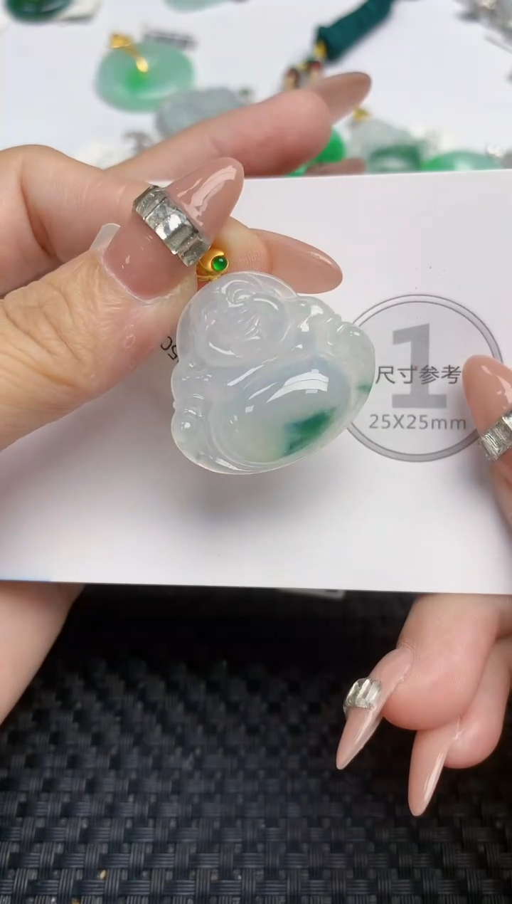 颈饰18K金镶嵌翡翠天然缅甸A货翡翠百元以上9元证书费自理