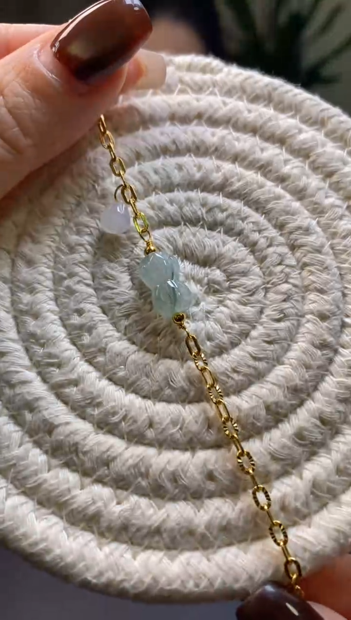 颈饰银S925镶嵌翡翠净货10586