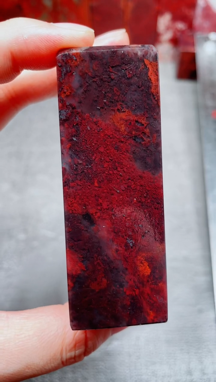玉桂林鸡血玉素章3.0左右红1