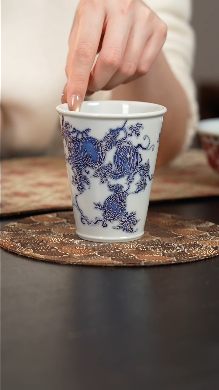 【闪购商品】杯四景堂青花描银