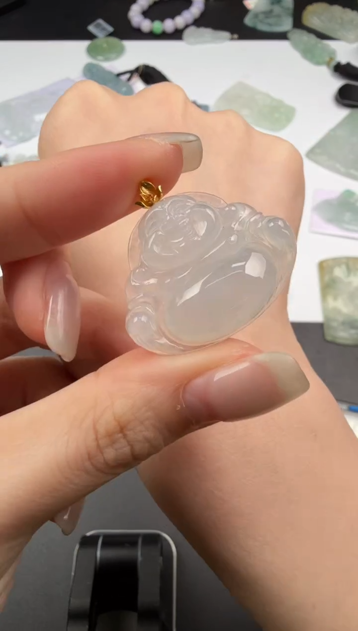 吊坠(不含链)18K金镶嵌翡翠翡翠饰品-252