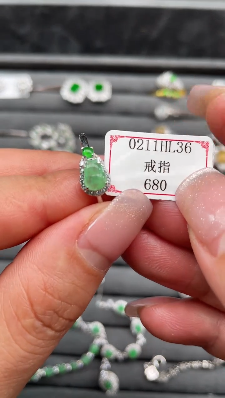 【闪购商品】翡翠戒指银S925镶嵌0211HL36