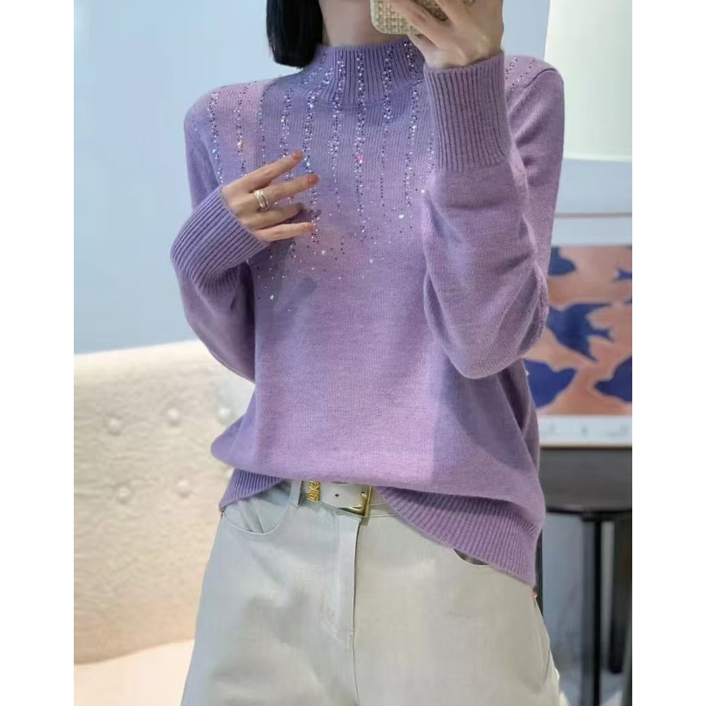 冬季烫钻满天星针织上衣