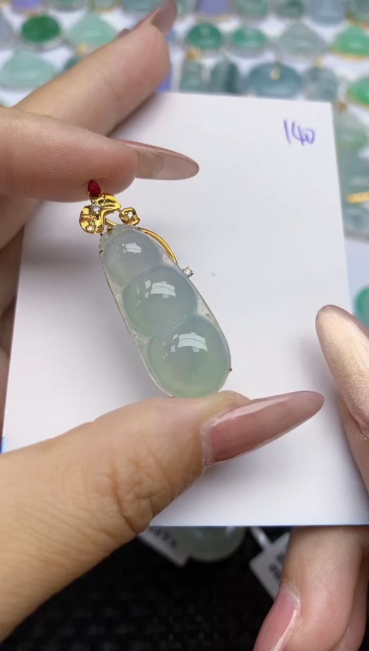 【闪购商品】翡翠颈饰18K金镶嵌天然A货翡翠 140