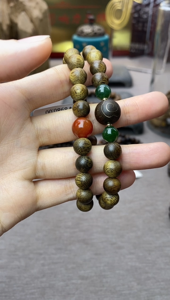 【闪购商品】沉香手串芽庄黄棋楠沉水老料0.8＋祥云1.2设计