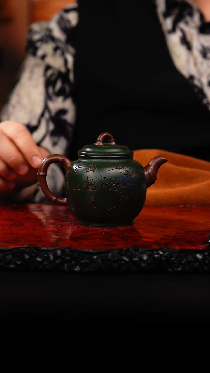 【闪购商品】紫砂茶壶77 秀竹,RQX,紫泥粉浆