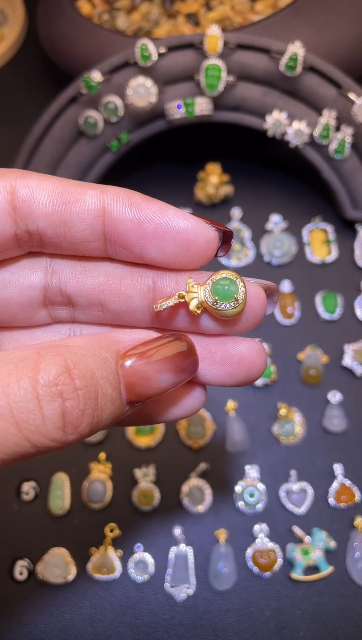 吊坠(不含链)银S925镶嵌翡翠1