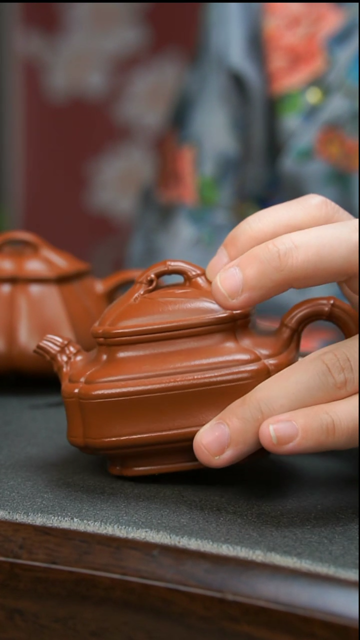 【闪购商品】紫砂茶壶朱泥四方竹鼎壶