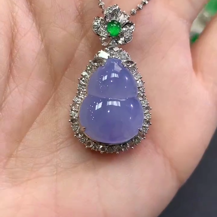 翡翠颈饰18K金镶嵌B144 紫货有色差  全款29800 尾款9800