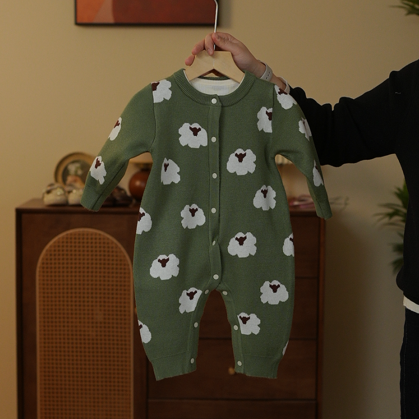 【绿羊】满印图案毛衣男童女童