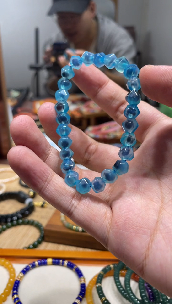 未镶嵌手串玛瑙/玉髓8nn无线蓝糖心玛瑙手串