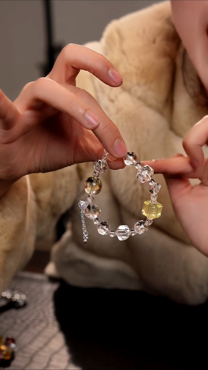 水晶摆件未镶嵌天然白水晶随行手链08