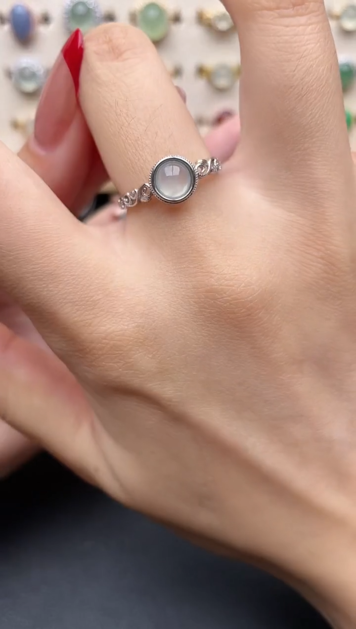 【闪购商品】翡翠戒指银S925镶嵌1一物一证一礼盒