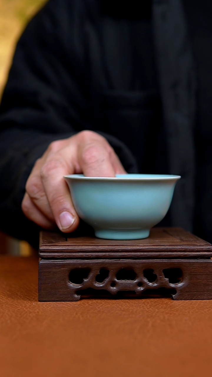 杯仿古天青精工压手杯