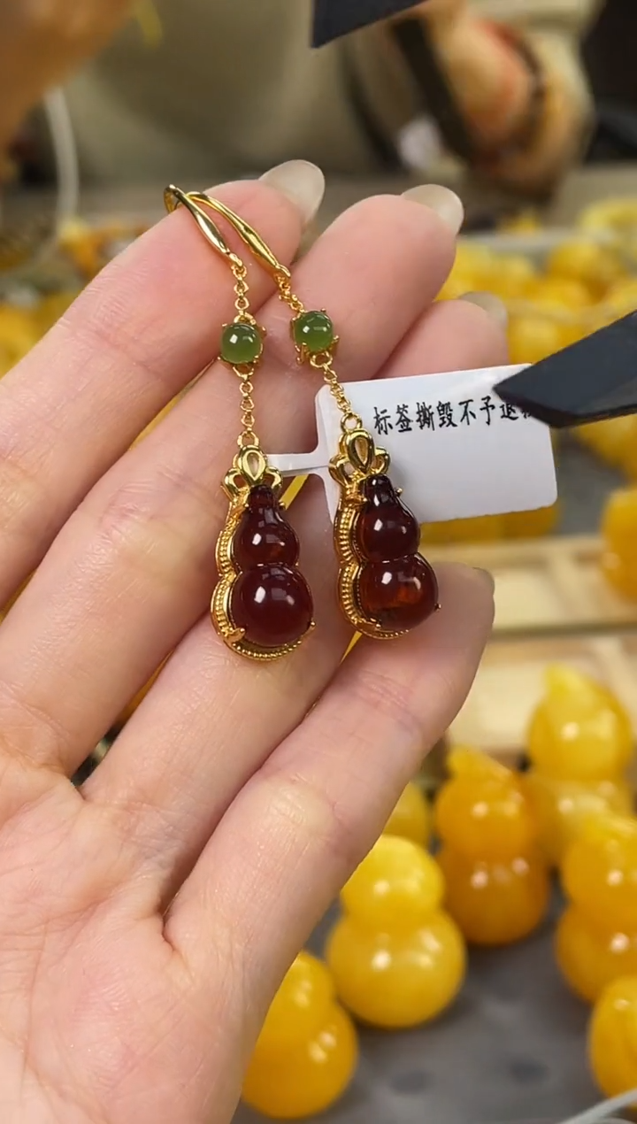 裸石琥珀银S925镶嵌J90