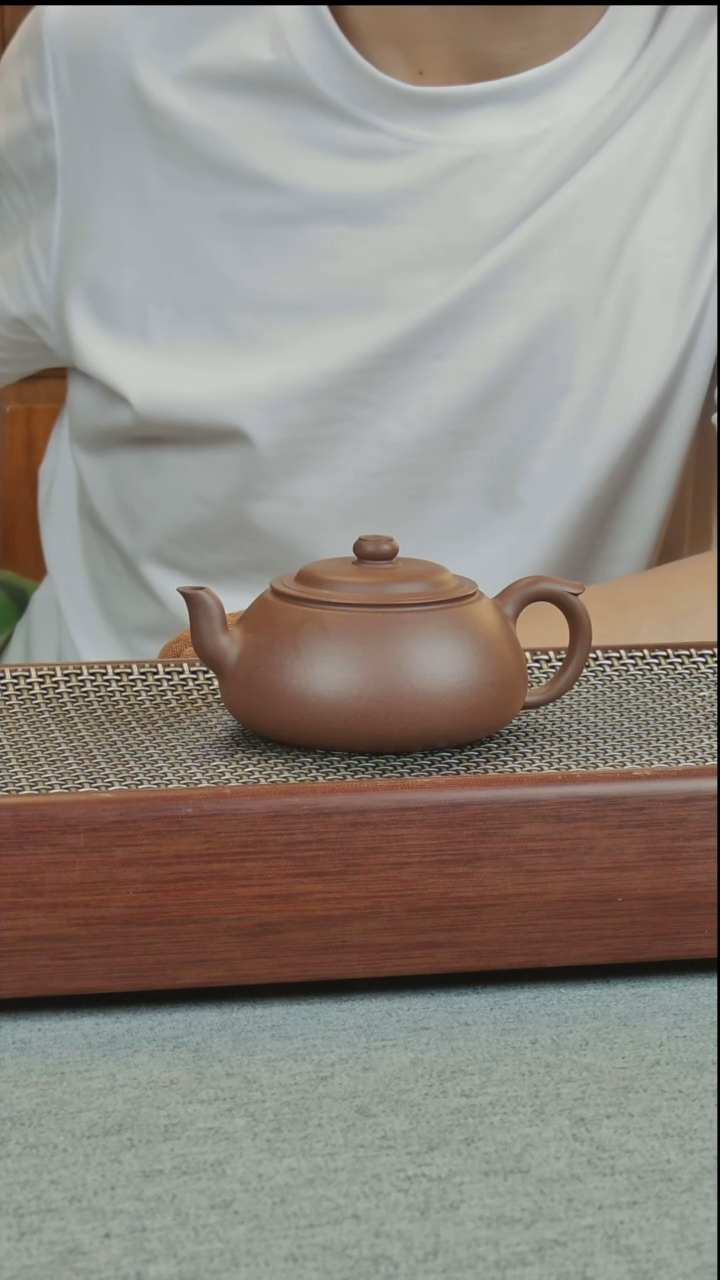 茶壶紫砂全手工大平底175cc